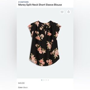 41 Hawthorne Morey Split Neck Short Sleeve Blouse